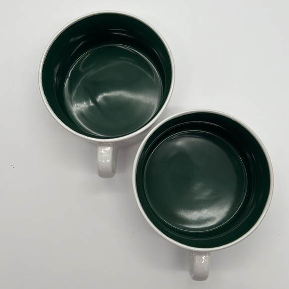 Graydon Hall Cozy Ceramic Soup Bowls with Handles Dark Green & White (Set of 2) - Picture 7 of 11